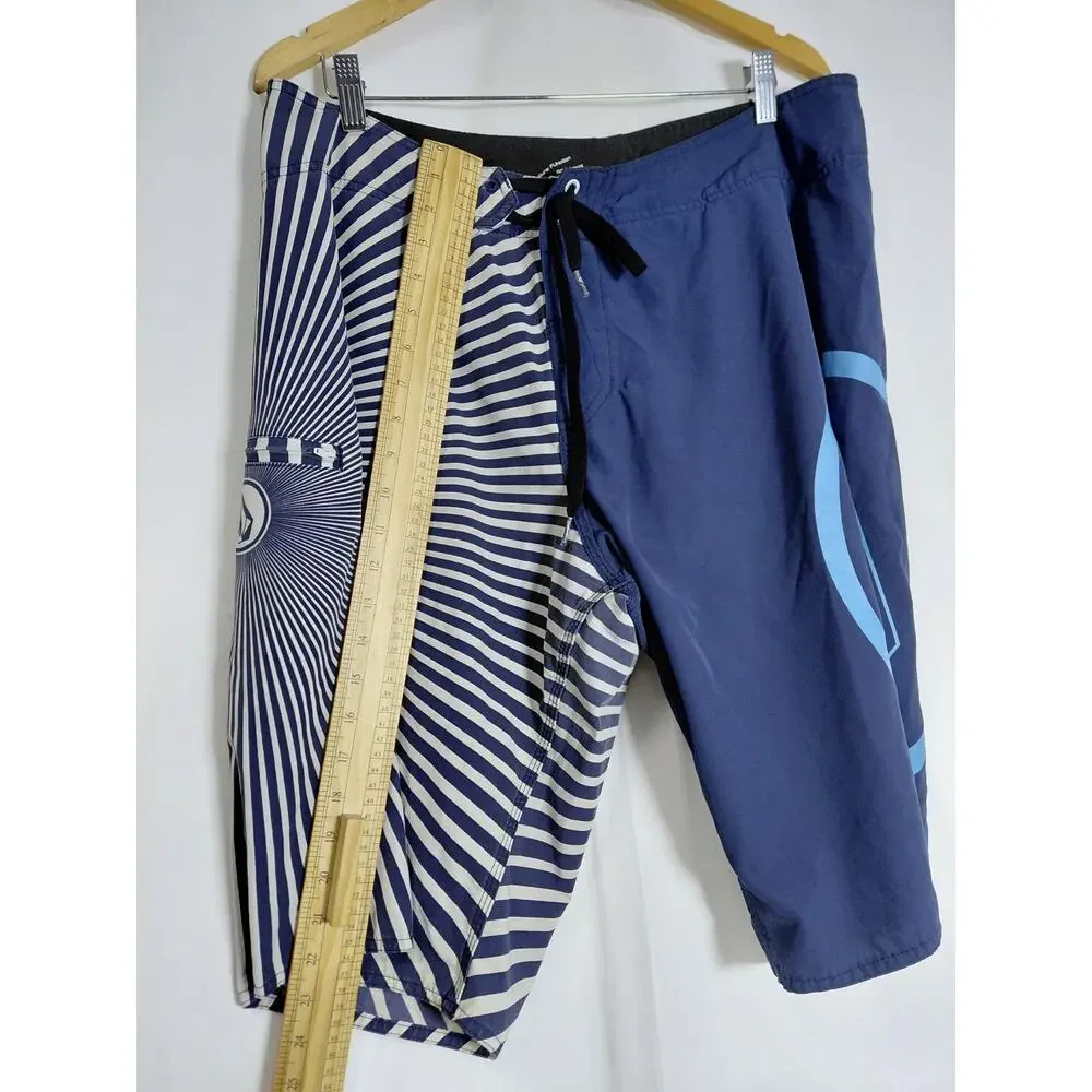Volcom V2S Striped Cinch Fly Board Shorts Swimwear Men See Measurements